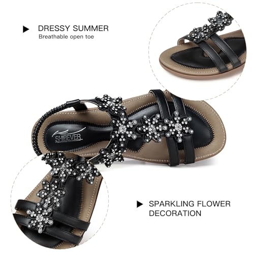 Image of SHIBEVER Dressy Flat Women Sandals: Comfortable Arch Support Womens Sandal
