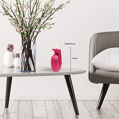 Candellana-Handmade-Grenade-Kaars-Gift-Grappig-Decoratieve-Kaars-Home-Decor-Geschenken-voor-vrienden-Katoenen-lont-Brandduur-25-uur-Donkerroze-Kaars