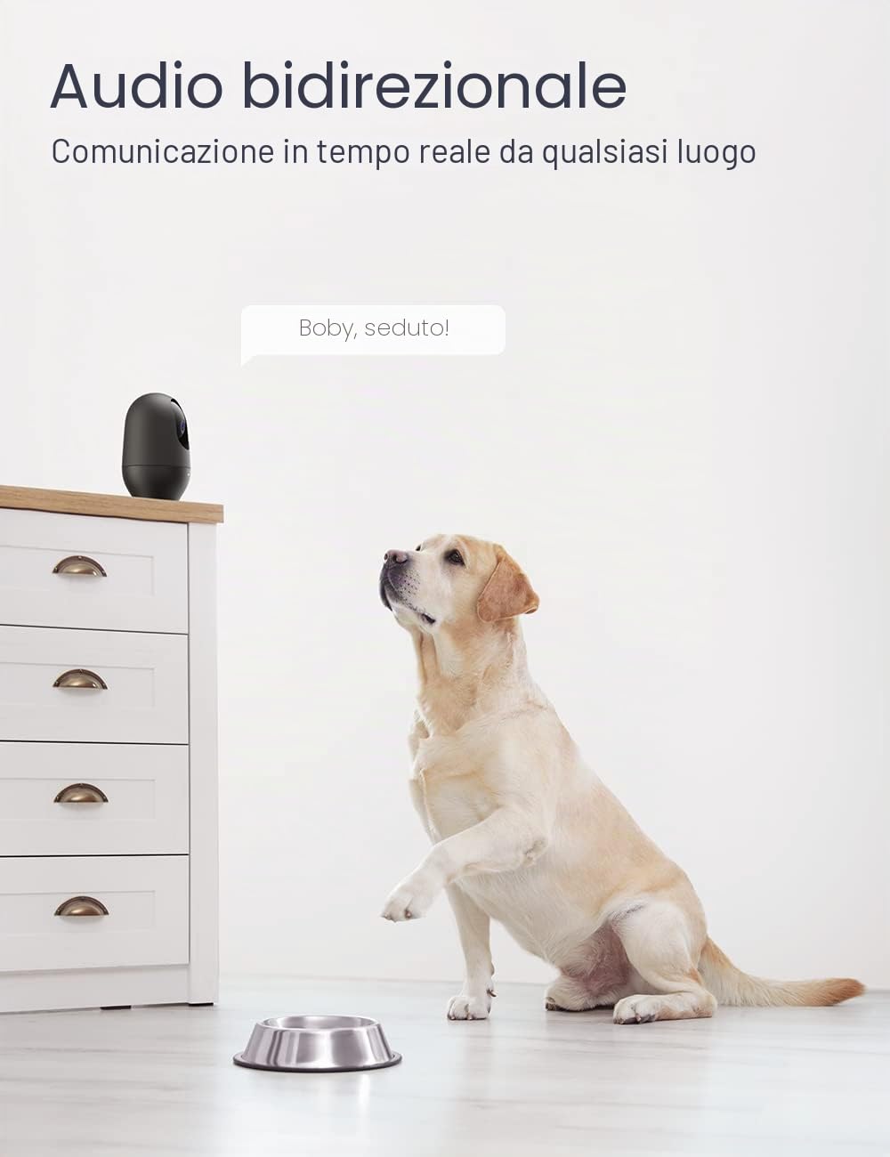Nooie Telecamera di sorveglianza 2K interna, 360° WLAN baby monitor con fotocamera, telecamera per cani con app, monitoraggio del movimento, visione notturna, audio bidirezionale