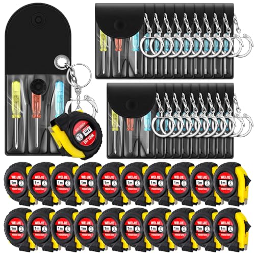 Jutom 40 Pcs Mini Tape Measure Keychain Bulk Mini Screwdriver