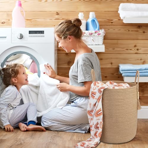 Image of XUANGUO Rope Laundry Basket Laundry Hamper for Clothes Jute