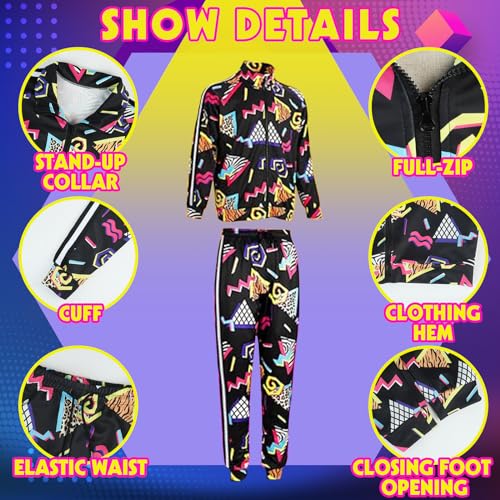 Image of Arssm Retro 80s 90s Outfit Sets for Men Vintage Jacket and Joggers Sweatpants 80s Tracksuit Streetwear