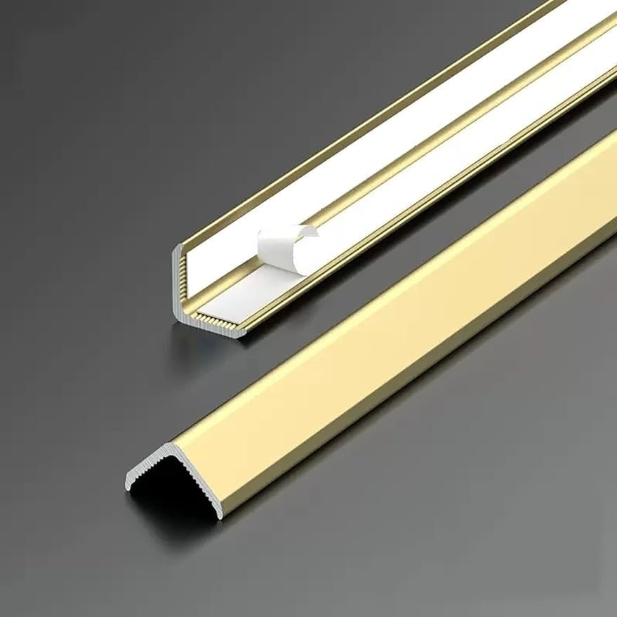 Raouoae 2 Pack Corner Protector, Self-Adhesive Metal Edge Strip For Wall Corner Protection, 89° Narrow Corner Guard For Wooden Walls & Tiles, Wall Corner Edge Protector For Home & Office(Gold A,80cm/3