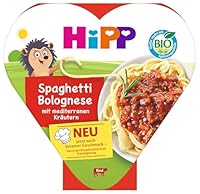 HiPP Bio Spaghetti Bolognese mit mediterranen Kräutern (6 x 250g), Menü ab 1 Jahr, schonend dampfgegart, kindgerecht gewürzt, in Bio-Qualität