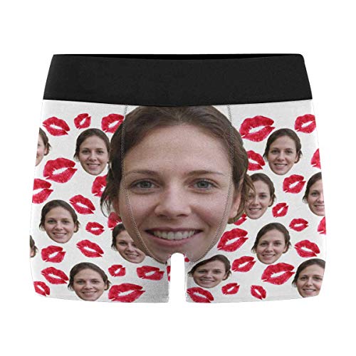 Custom Men's Boxer Briefs Girlfriend Face Red Lips Personalized Funny Face Shorts Underwear with Photo Custom Men's Boxer Briefs Girlfriend Face Red Lips Personalized Funny Face Shorts Underwear with Photo
