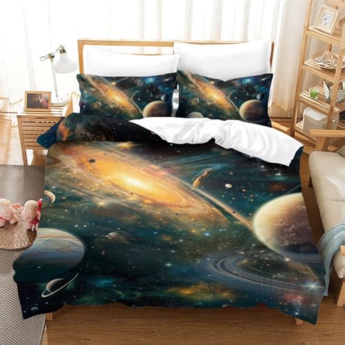 Parure univers 3D imprimée pour chambre d'ado : housse de couette single en microfibre douce