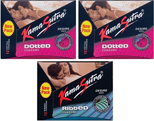 "KamaSutra Ribbed, Dotted, Dotted Condom (Set of 3, 36S)"