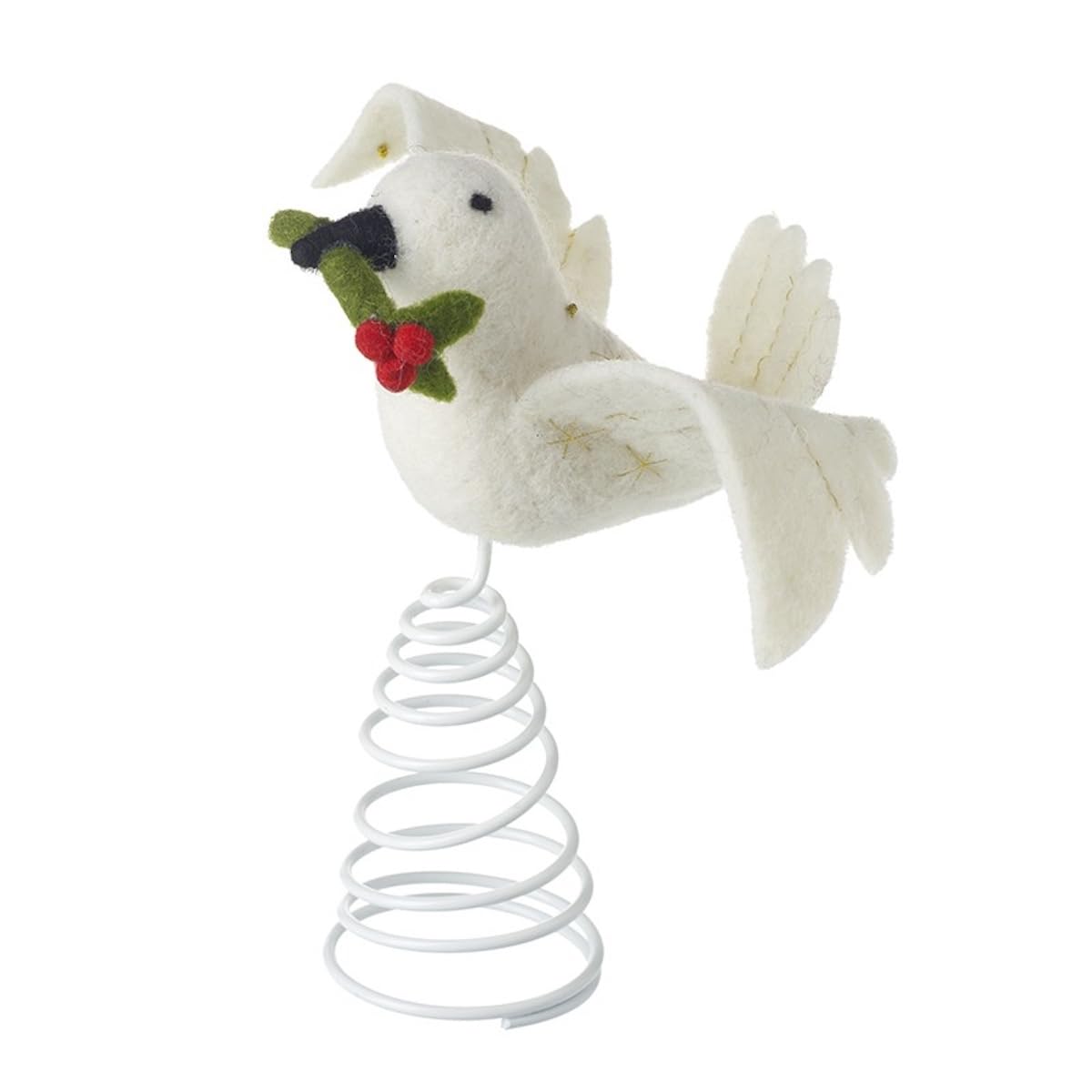 Heaven Sends Multicolor Felt Dove With Holly Christmas Tree Topper