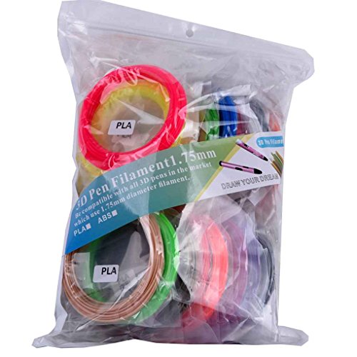 heacker 20pcs PLA 1.75mm 3D Print Filament 10M 3D Printing Materials for 3D Printer Extruder Pen Flexible Gift