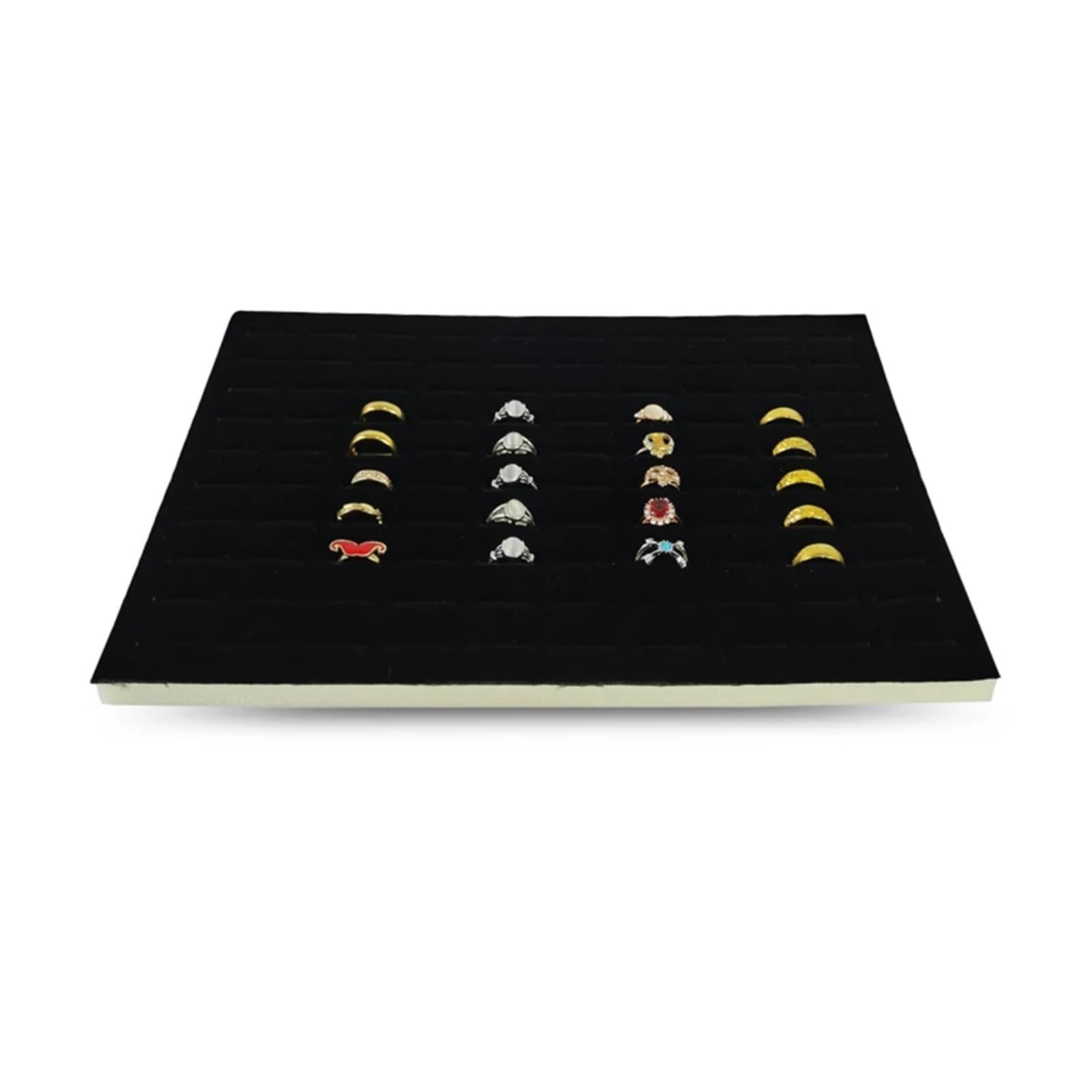 LSNNMU 5pcs Hundred Positon Ring Display Mat Storage Props Jewelry Tray Inner Liner Box Insert Pad DIY Sponge 33.5 * 22.5 * 1cm For Jewelry(Black Velvet)