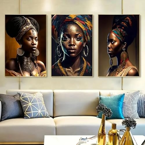 Tableau femme noire africaine pour salon chic et couloir moderne