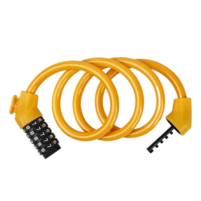 Candado Bicicleta Candado for bicicleta, candado de Cable en espiral con soporte de montaje, resistente a la intemperie, antirrobo, candado con contraseña de 5 palabras Candado Bici(Yellow Lock holder