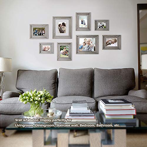 Eosglac Rustic 5X7 Picture Frame, Solid Wood With Glass Front, Wall Mounting Or Tabletop Display, Weathered Grey #TOP5