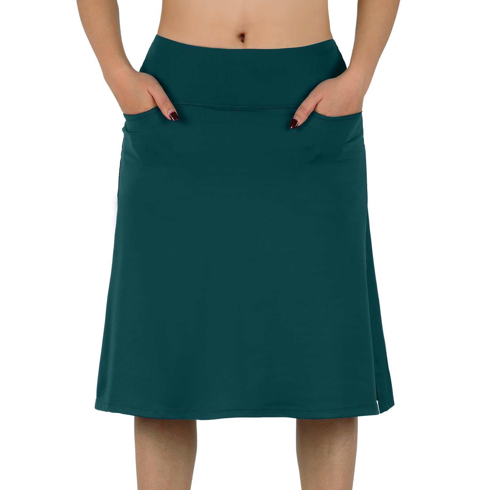 Knielange Skorts für Damen mit Taschen, Midirock mit integrierten Shorts, Golf, Tennisrock für Freizeit
