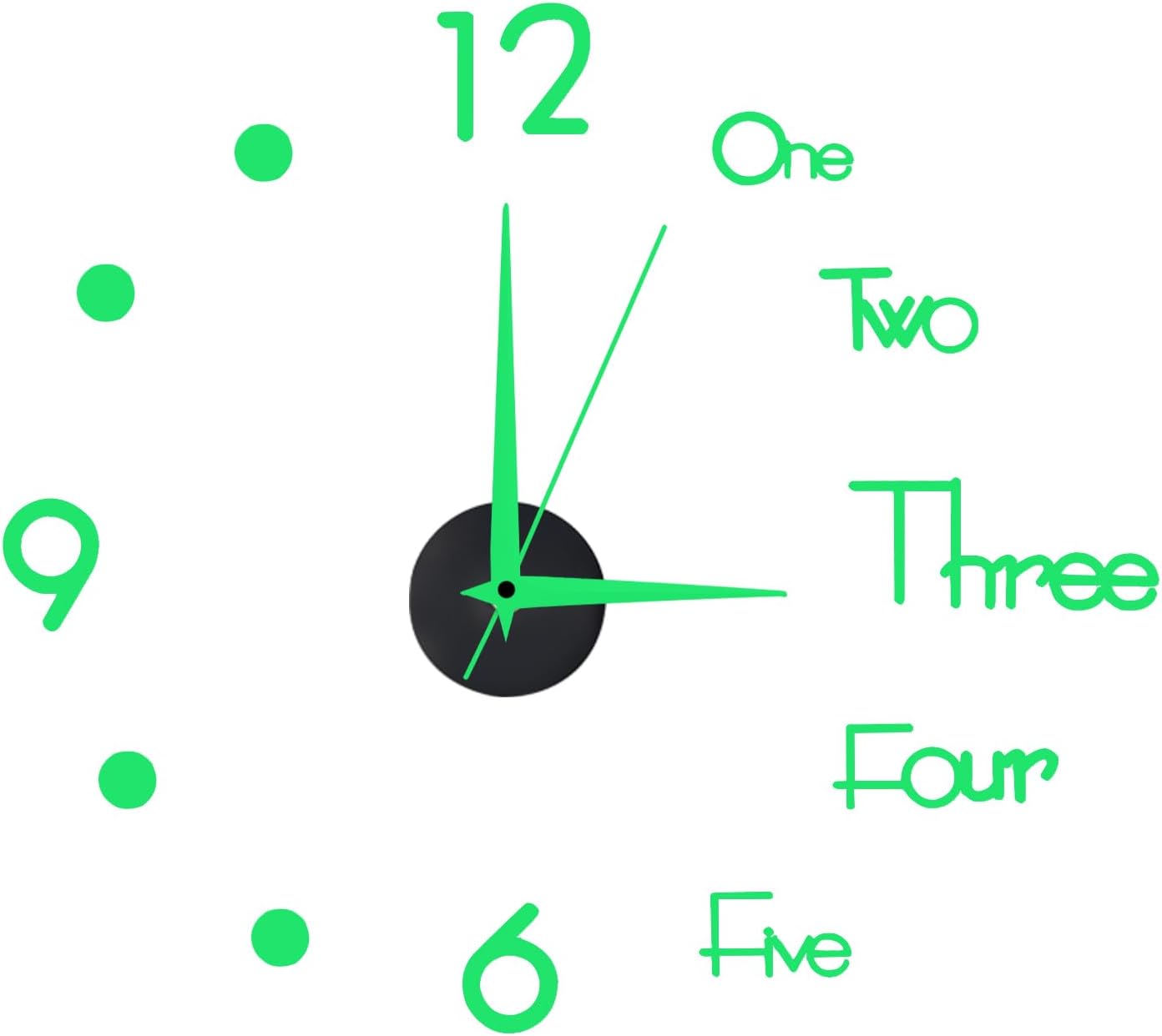 3D DIY Wall Clock, Luminous Arabic Numerals Clock, Frameless Silent Wall Clocks, Modern Wall Clock Stickers, Acrylic 3D Wall Decal Decorative Clock (15.69 in) (A016)