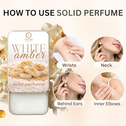 Image of Solid Perfume |White amber&White Oud Alcohol Free Wax Perfume Balm, Long Lasting | Pocket Tin 12g, Pack Of 2| Non Greasy Smooth Glide, Travel Friendly Unisex Gifts He Or Her