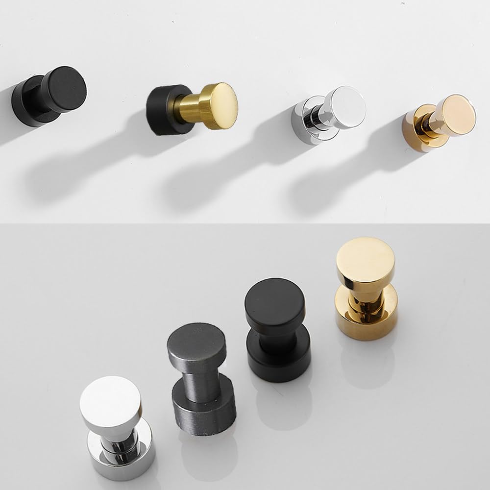 Ganchos para batas Percha para ropa de latón Decoración pequeña para el hogar Gancho para toallas a prueba de herrumbre Perchero para llaves Accesorios de baño, 5 piezas negro