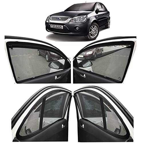 Image of Autofact Magnetic Car Sunshades Compatible with Ford Fiesta (2008 to 2014) (Set of 4) - Easy Installation, UV Protection, Keeps Car Cool (Front 2 with Zippers, Rear 2 Without Zippers)