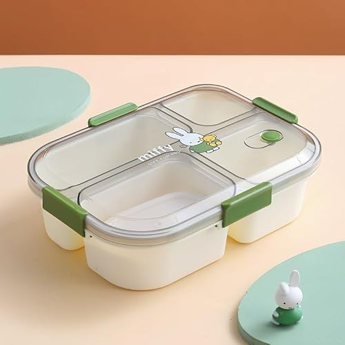 ミッフィー 耐熱容器 弁当箱 保存容器 べんとう箱 透明 タッパー ランチボックス 電子レンジ対応 食器洗い機可 オーブン可 冷凍可 仕切り シールリング付き 漏れ防止 ユニークな通気設計 大容量 ( Color : グリーンA )