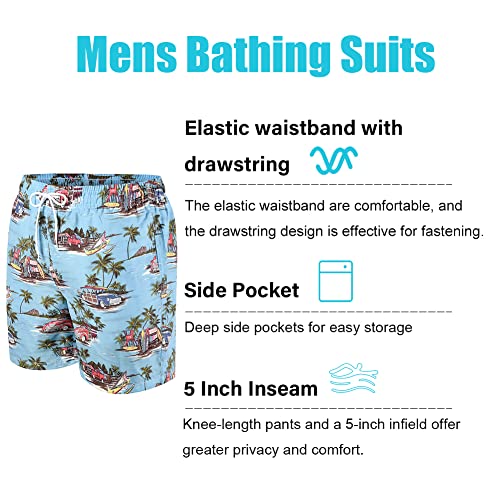 SNOW DREAMS Mens Swim Trunks 5 inch Qucik Dry Board Shorts Bathing Suit for Men Boardshorts Lightweight4