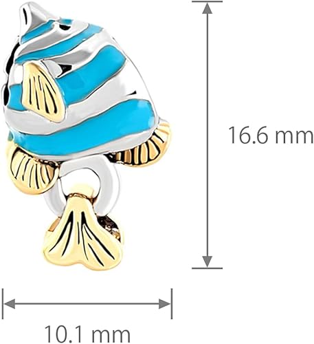 Miniatura 4 de Abalorio de pez tropical azul para mujer, compatible con pulseras Pandora, pez payaso, océano, animales marinos, colgantes, dorados, plateados
