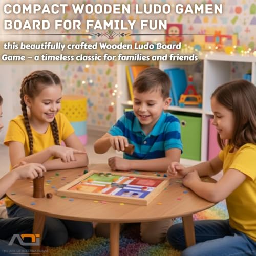 Image of The Art of Games 2-in-1 Ludo & Snakes & Ladders in White Color Wooden Board Game | Handcrafted Sheesham Wood | Classic Indoor Family Fun for Kids & Adults | Includes Pawns & Dice 10.5 Inches