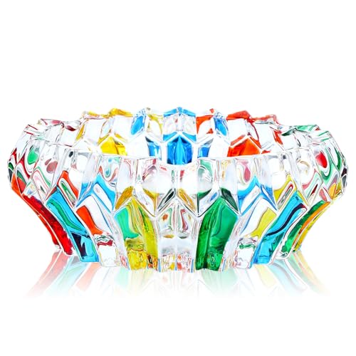 VanEnjoy 5.5 Inch French Multicolor Banded Glass Decorative Bowl for