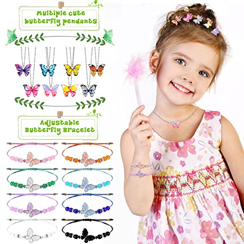 Inbagi 129 Pcs Butterfly Party Favors For Girls Fairy Birthday Party Supplies, Butterfly Keychain Bulk Hairpins Stickers Flying Butterfly Bracelet Ring Necklace Organza Bags For Kids Decoration Gift #TOP2