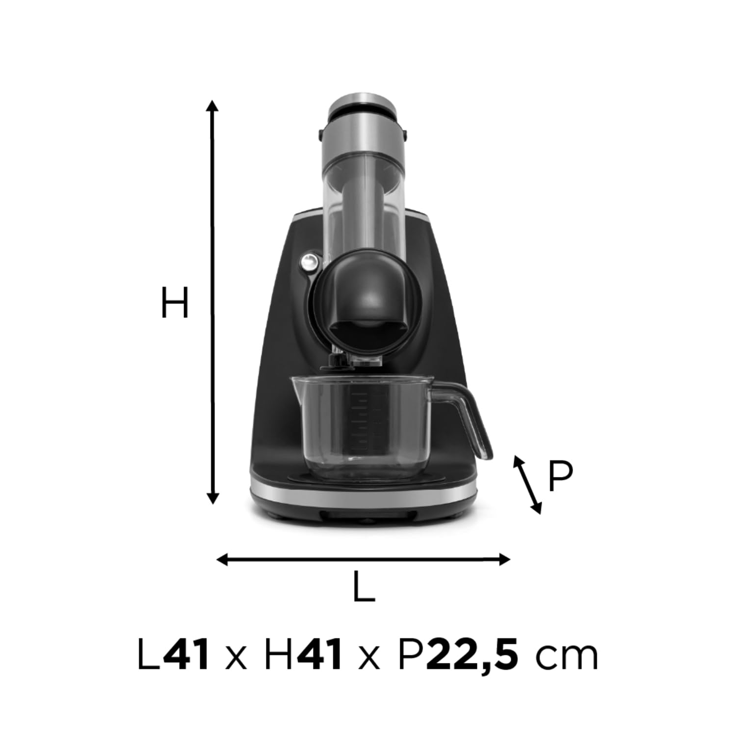 riviera&bar Extracteur de Jus - Horizontal, Vis Céramique à Extraction Lente 70 trs/mn - 200W, Jus et Sorbets - Bec Anti-goutte, Rotation Inverse - Noir