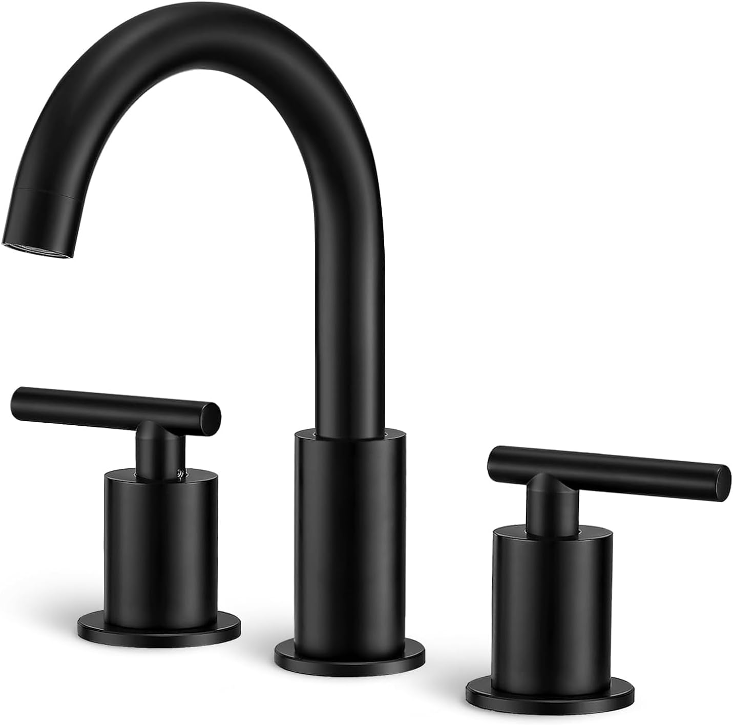 Brushed Nickel Bathroom Faucet 3 Hole, 8 Inch Widespread Bathroom Faucets with Pop-up Drain, 2 Handle Bathroom Sink Faucet, Modern Vanity Faucet for Bathroom Sink with 360° Swivel Spout