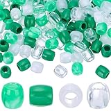 Perles géantes de 4 couleur:Nos produits contiennent 4 couleurs différentes, lime green, blanc, vert foncé et blanc pur. La large gamme de couleurs facilite la coordination et la conception., vous permettant de créer votre propre style préféré, Que vous souhaitiez l'utiliser pour des tresses ou la création de bijoux, il vous sera utile.
