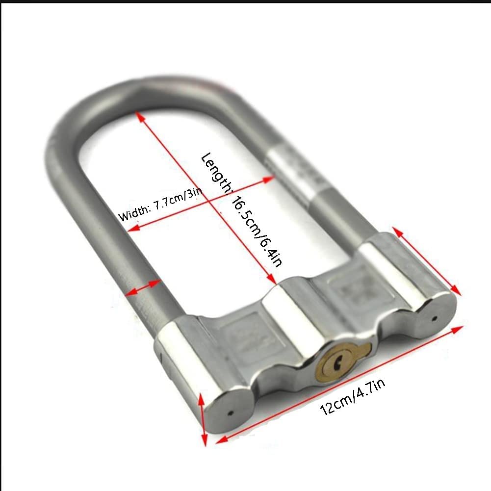 ESHINEDE Lucchetto for bici Lucchetto a U for bici Lucchetto di sicurezza Lucchetto for moto da mountain bike Lucchetto for veicoli elettrici Lucchetto a forma di U Con 3 chiavi inattive Lucchetto a U