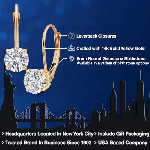 Image of Gem Stone King 0.20-1.50 Ct Lab Diamond Leverback Earrings 14K Gold