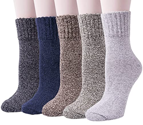 Senker Fashion 5-Pack Women's Cozy Wool Hiking Socks