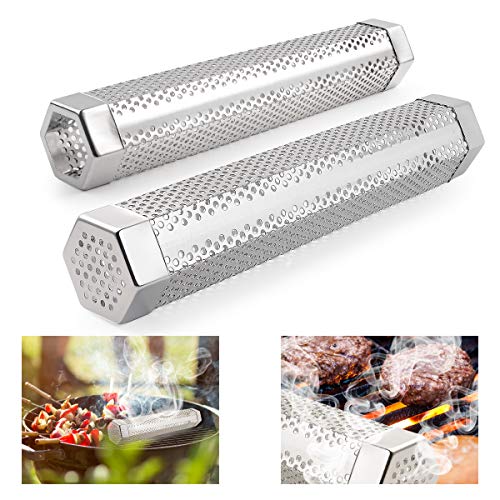 FORMIZON Tubo Affumicatore, Affumicatore Barbecue, Affumicatore Tubo in Pellet da 31cm in Acciaio Inox, Tubo per Affumicatore Perforato per Affumicare sulla Griglia, Fumo Intenso