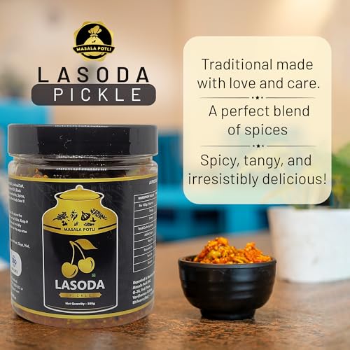 Image of Masala Potli Lasoda Gunda Pickle 1Kg, Fresh and Flavorful Authentic Gumberry Pickle, Traditional Homemade Lasode Ka Achar, Freshly Made Pickle for Everyday Meals, 500gm (Pack of 2)