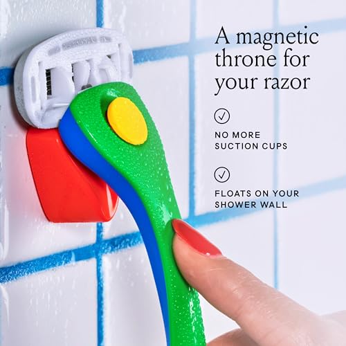 Image of Billie Razors for Women, Primary - 1 Handle, 2 Refills & Magnetic Holder | 5 blade womens razors for sensitive skin, Surrounded by aloe shave soap, Ergonomic handle, Pivoting head, Magnetic Holder
