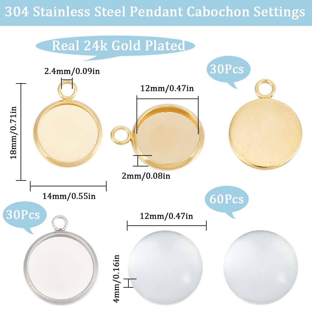 30pcs 25mm Stainless Steel Round Pendant Trays - Blank Cabochon Settings For DIY Jewelry, Keychains, Resin Crafts-830254