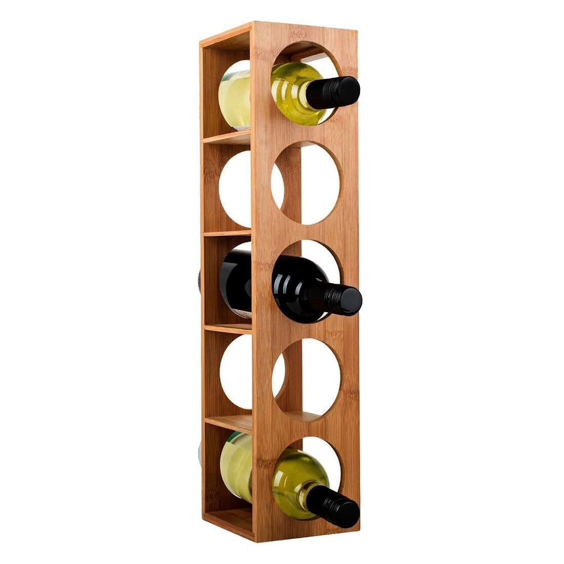 LOLAhome Botellero de bambú natural apilable para 5 botellas de vino 53x13x13 cm