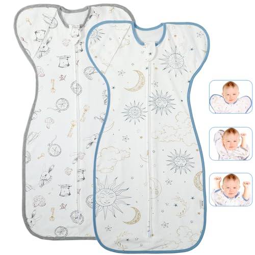 Image of Eray Baby Sleep Sack 3-6Months Transitional Swaddle Sack Arms out Zipper Swaddle Infant Sleep Sack Baby Wearable Blanket for Boy Girl