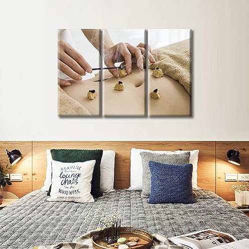 Image of Posters & Prints 3 Panels Nosocomium Paintings Wall Art Moxibustion Art Prints Framed Wall Art Nosocomium Giclee Wooden Framed Gallery-Wrapped Ready to Hang (42 inch Wx28 H)