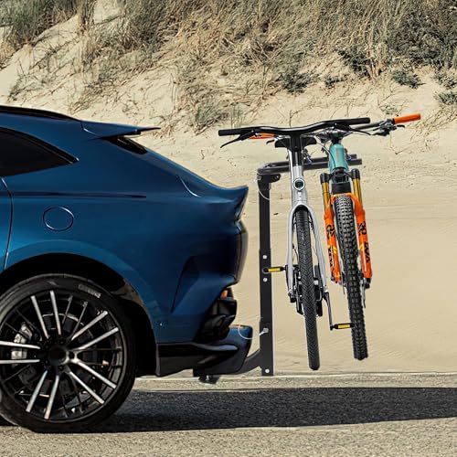 Portabicicletas para 2 bicicletas, portabicicletas de coche con tensor de enganche de remolque, correas para coches, camiones, SUV y minivans, fácil de montar y usar