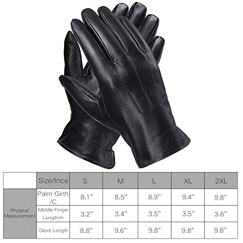 Leather Gloves for Mens Full-Hand Touchscreen Gift Packaging Cold Weather Glove (XL-9.4"（US Standard Size）, BLACK) - Thumbnail 6