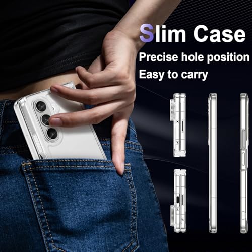 Image of Case for Samsung Galaxy Z Fold 7, Military Grade Drop Protection Clear Phone Case, Yellowing Resistant, Anti-Scratch Hard PC Back, Shockproof Hard Ultra-Thin Protective Cover, Transparent