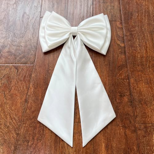 Image of Detachable Satin Bow for Wedding Dress Bowknot with Irregular Tulle Tail