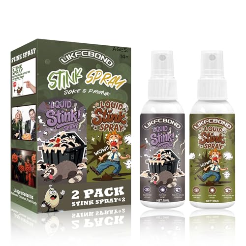 LIKFCBOND Spray Apestoso, Spray Líquido para Pedos, Spray para Pedos Extrafuerte, Spray Apestoso Líquido con Olor Horrible, Spray Apestoso para Fiestas de Halloween para Adultos, 2 Piezas, 30ML