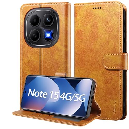 WAURZ Coque pour Xiaomi Redmi Note 15 4G/5G, Etui Coque avec Porte Carte Clapet à Rabat Portefeuille Cuir Pochette Case Housse Protection Flip Cover...