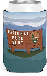 National Park Slut Can Sleeve Funny Can Cooler Coolie - Gag Gift - White Elephant Gift - Beer Can Holder Sleeve - Soda Beer Caddie - Party