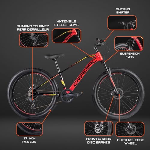 Image of CRADIAC - XC 90 X7-7 Gear Cycle for Boys 12 to 15 Years |bycycles for Mens Adult 29 inch inches| 29T Cycles for Men| Mountain Bike with Suspension Fork |7 Speed Cycle| bycycles for Mens Adult | MTB