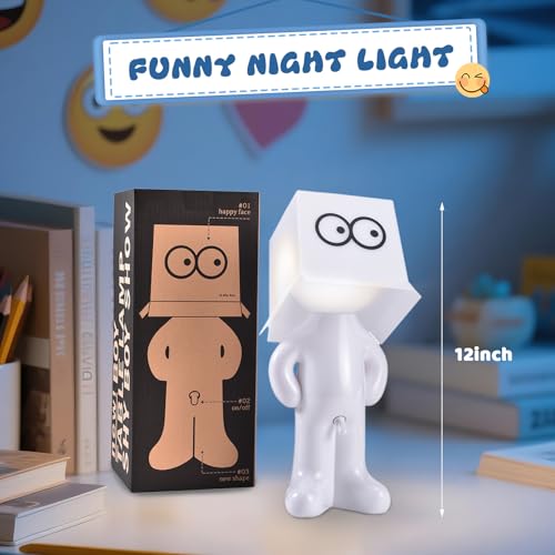 Image of Nicerice Shy Boy Lamp,Look at That Switch!Funny Night Light for Adults,White Elephant Gifts,Gag Table Lamp, Bedside Night Light,Need to Connect to Power for Use (White - Big Mouth)